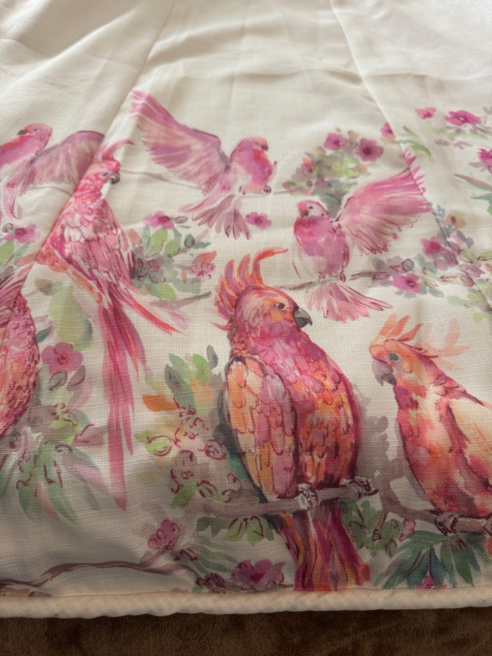 Cream Maxi Skirt with Pink Parrot Border - Picture 8 of 9